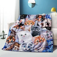 Cute Cat Microfiber Blanket Super Soft Throw Blankets For Bed Bedspread Sofa Decorative Camping Picnic Winter Warm Blanket 1