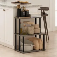 Turn-N-Tube 3-Tier Toolless Kitchen Storage Shelf, French Oak Grey/Black 2