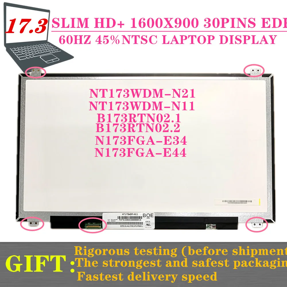 Tela Lcd com Tela hd Nt173wdm-n21 Nt173rtn02.0 B173rw01 V.5 N173fga-e34 Nt173wdm-n11 17.3slim 30pins