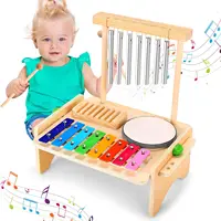 Kids Drum Set For Toddler Musical Instrument Toys Montessori Wooden Percussion Drum Sensory Toys Xylophone Kit Educational Toys 1