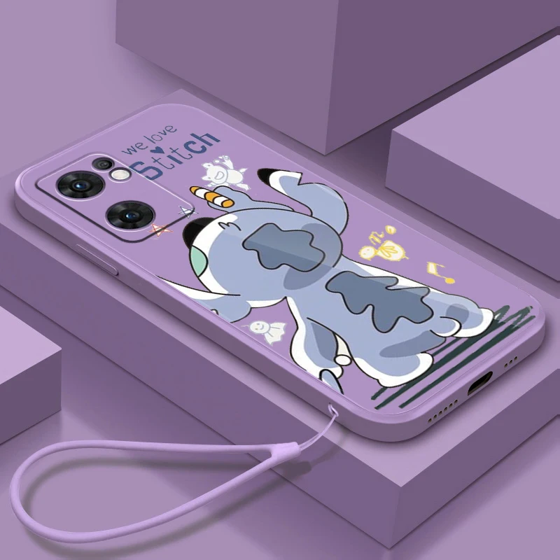 

Disney Stitch Couple Love Phone Case For OPPO A73 A31 2020 Reno7 SE 6 5 4 2 Z Lite Pro Plus 5G 4G Funda Liquid Rope Cover