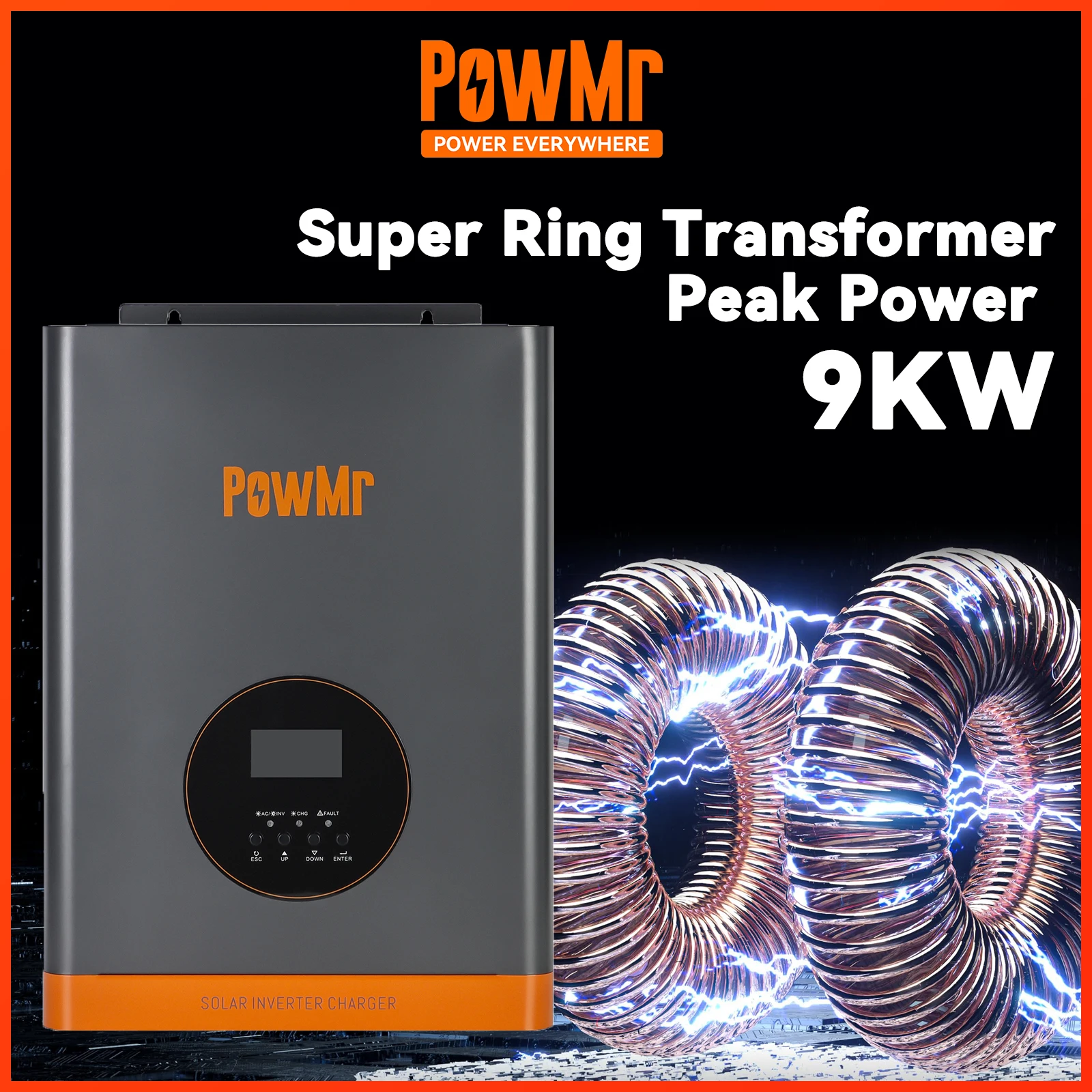 Solar Inverter 9KW Surge Load Hybrid 24V Low Frequency Rated Power 3KW MPPT 60A Off Grid