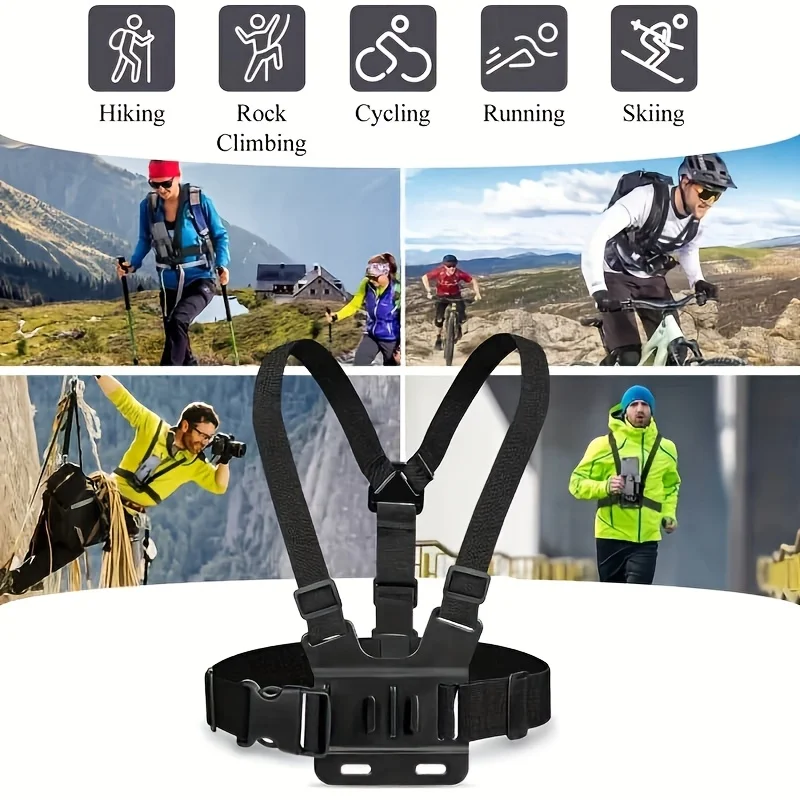 1pc Adjustable Chest Strap Headband,First-Person Perspective for Mobile Phones, Sports Camera Mounting, Cycling Gear