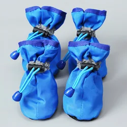 Waterproof Anti-Slip Pet Booties - Set of 4 Durable Rain Boots - 6 (Blue)