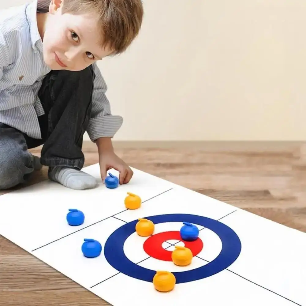 Foldable Mini Curling Table Curling Ball Tabletop Game Kid Adult Family School Travel Tabletop Culing Game 16PCS/set