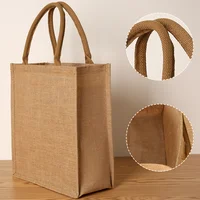 Women's jute tote bag large capacity shopping bag travel storage bag open mouth men's handbag 3