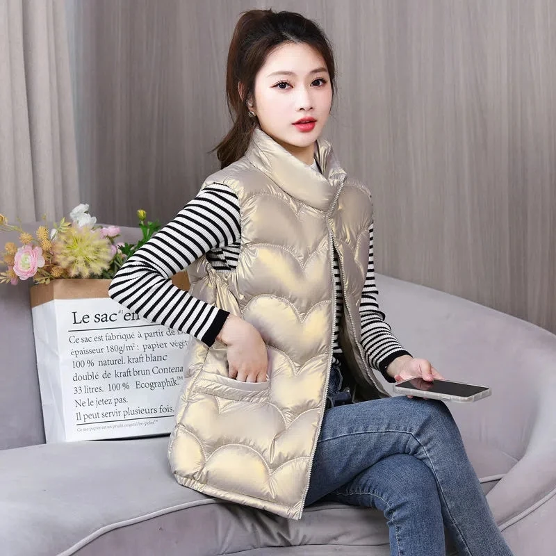 

Ultra Light Down Cotton Vest Women's Short Vests Jacket Windproof Lightweight Warm Waistcoat Winter Thickened Coat Sleeveless