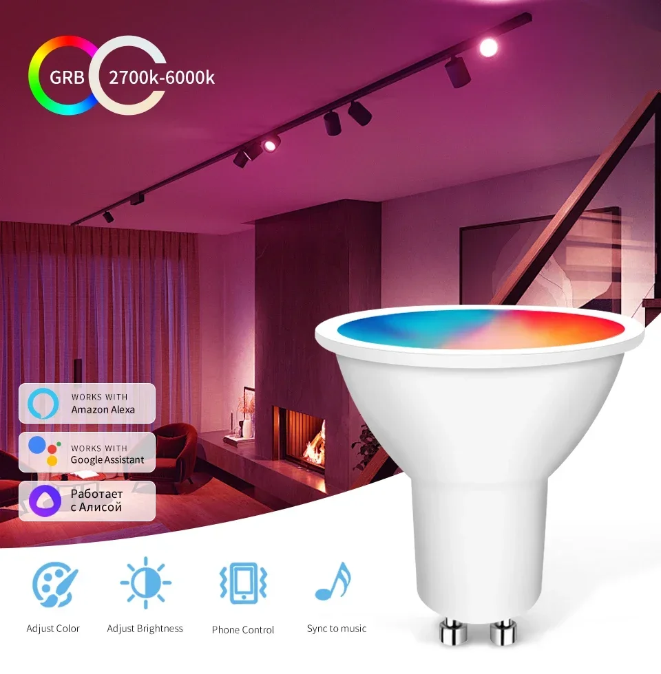 Description Picture 2 of item5/7/9W GU10 WiFi Smart Bulb RGB Colour Dimming 2700-6500K Eye Protection Cozylife APP Control Alexa Google Home Indoor Lighting