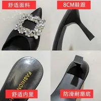 Femmes sandales été nouvelles pantoufles bout pointu Slingback Mules chaussures femme mode strass dames talons hauts pompes de fête Sexy 6