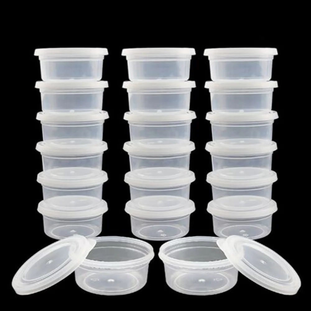 Stacked clear containers with lids