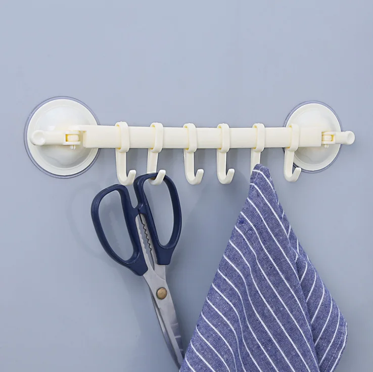 Kitchen Bathroom Hook Towel Hooks Living Room Door Back Storage Rack Suction Cup Wall Hanging Rod Rack Clothes Organizer Hook