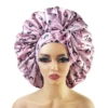 New Large Satin Bonnet Silk Night Sleeping Cap With Head Tie Band Bonnet Edge Wrap For Women Curly Braid Hair 4