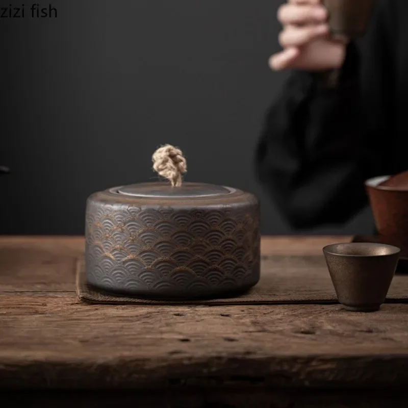 Ceramic Storage Jar Tea Caddy Moistureproof Sealed Jar Storage Jars Candy Jar Tea Containers Box home Storage Organizers airtight container tea tin box,tea canister,ceramic storage jar,airtight container
