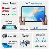 Ulefone Tab W10,8Гб + 128ГБ,Android 14 Tablet,6600 мАч, 8 МП,10.1" FHD+,4G Tablet,Unisoc T606 Widevine L1,Global Version 2