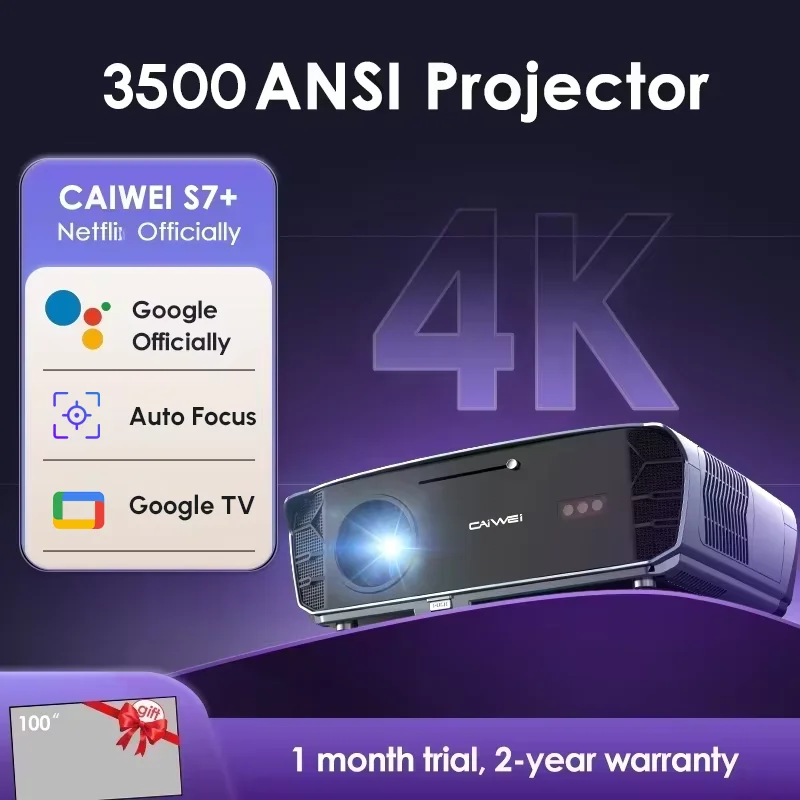 CAIWEI S7+ 4KウルトラHDプロジェクター ビデオ 3500 ANSI