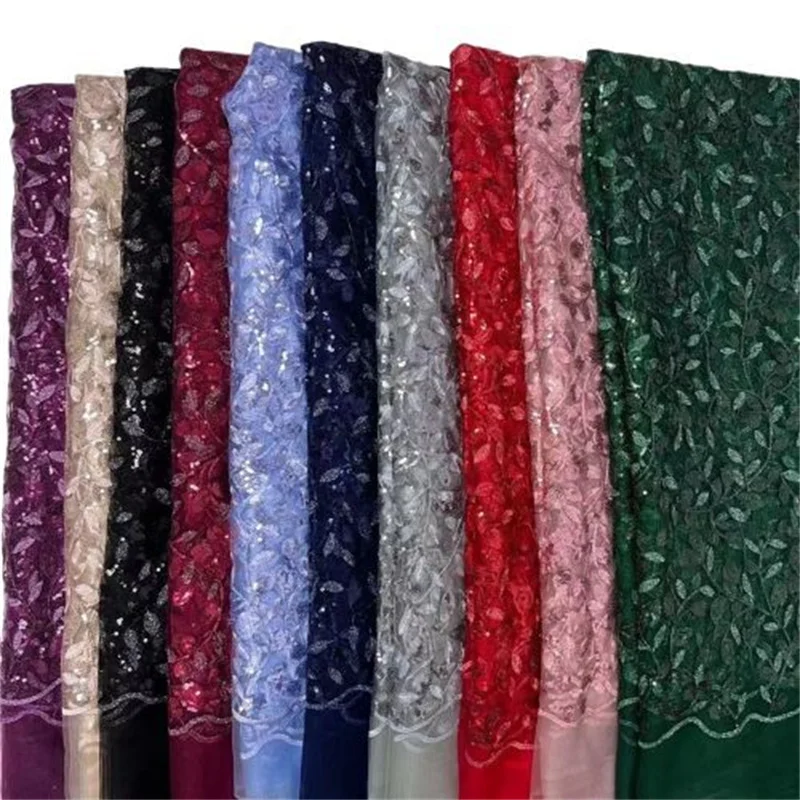 

Африканская кружевная ткань с блестками 2023 красная Высококачественная вышивка кружевной материал нигерийская французская сетчатая кружевная ткань для свадебного шитья