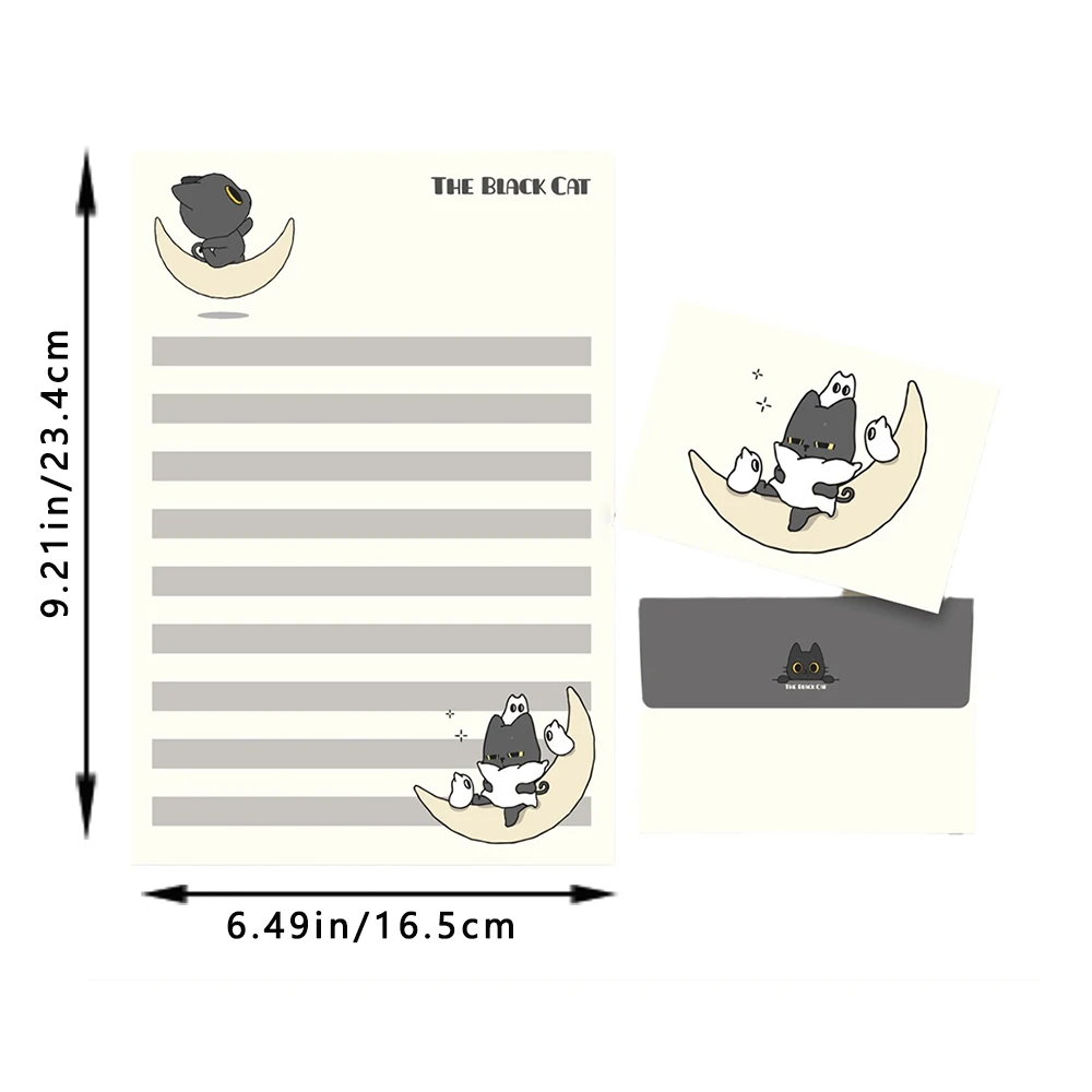 cat envelope paper set 4 sheets of paper and 4 envelopes suitable for invitations and letters