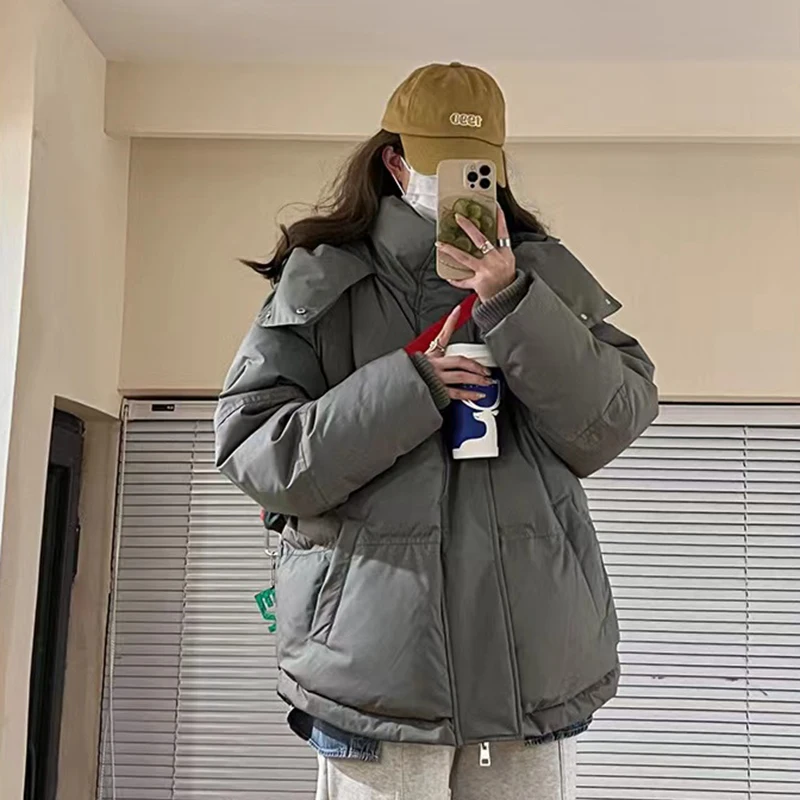 Zoki Y2K Winter Fashion Puffer Jacket Women Harajuku Hooded Thick