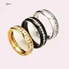 Bague de Couple en acier inoxydable et cristal pour hommes et femmes, bague de fiançailles et de mariage en acier titane, bijoux cadeau d'anniversaire