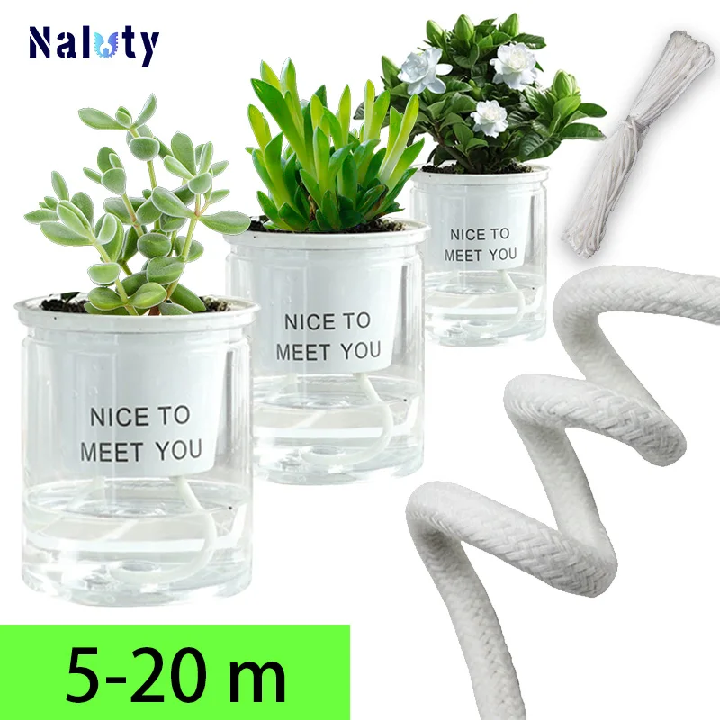 4/5/6/8mm Self Watering Cotton Wick Cord Potted Plant Watering Planter Pot Automatic Slow Release Garden Drip Irrigation System