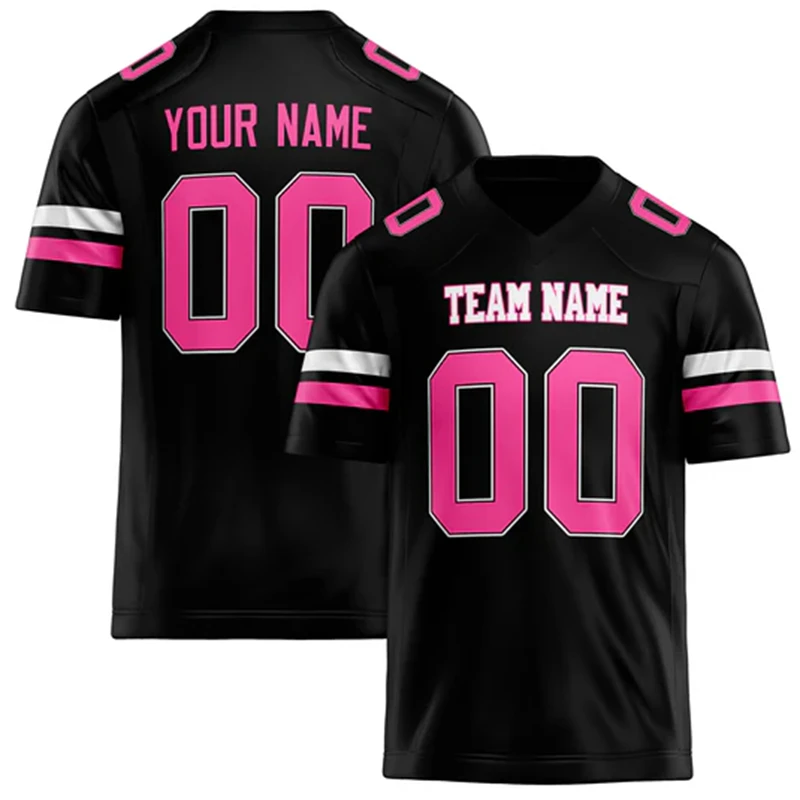 Maillot Football Américain Personnalisable Noir & Rose