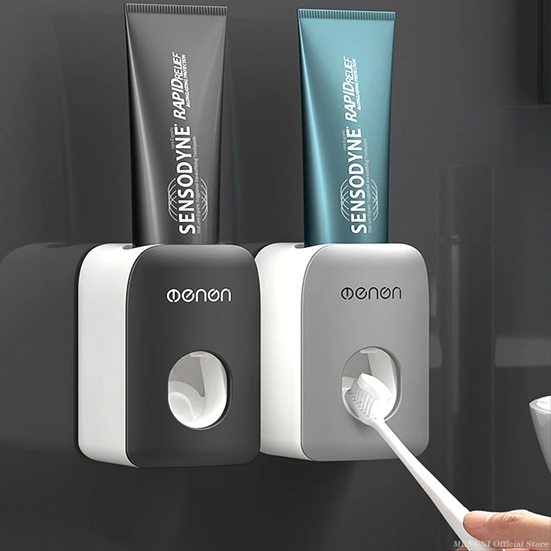 Bathroom Accessories Set Automatic Toothpaste Dispenser Dust-proof Toothbrush Holder Wall Mount Stand Toothpaste Squeezer