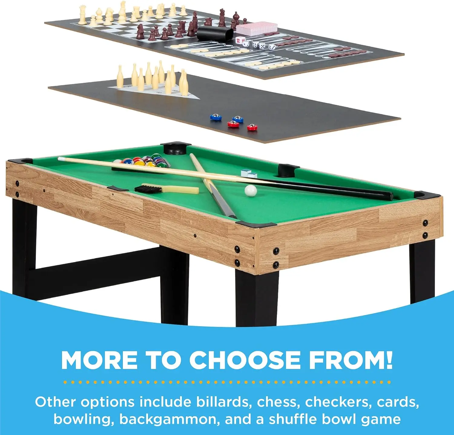 2x4ft 10-in-1 Combo Game Table Set for Home, Game Room, Friends & Family w/Hockey, Foosball, Pool, Shuffleboard, 4