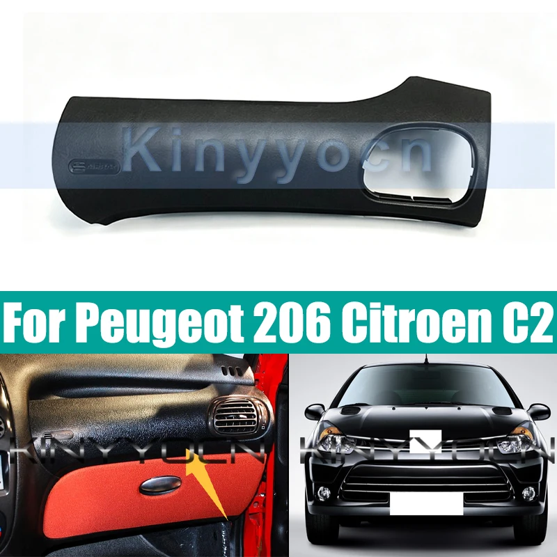 Panel de Cubierta de Tablero Negro LHD para Peugeot 206/Citroën C2, Panel de Acabado del Copiloto, Panel de Instrumentos 1