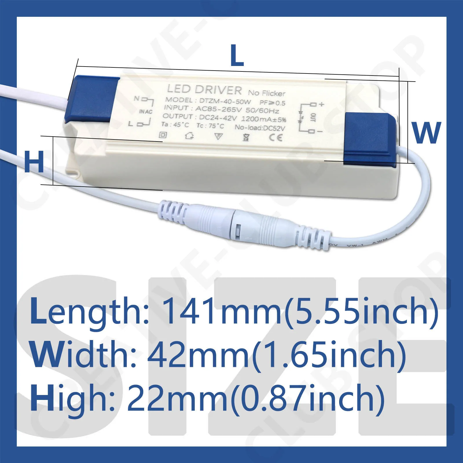 LED 패널 램프 전원 공급 장치, 조명 변압기 DC24-42V 출력 AC85-265V, 외부 드라이버 DC 커넥터, 40-50W, 1200mA, 1500mA