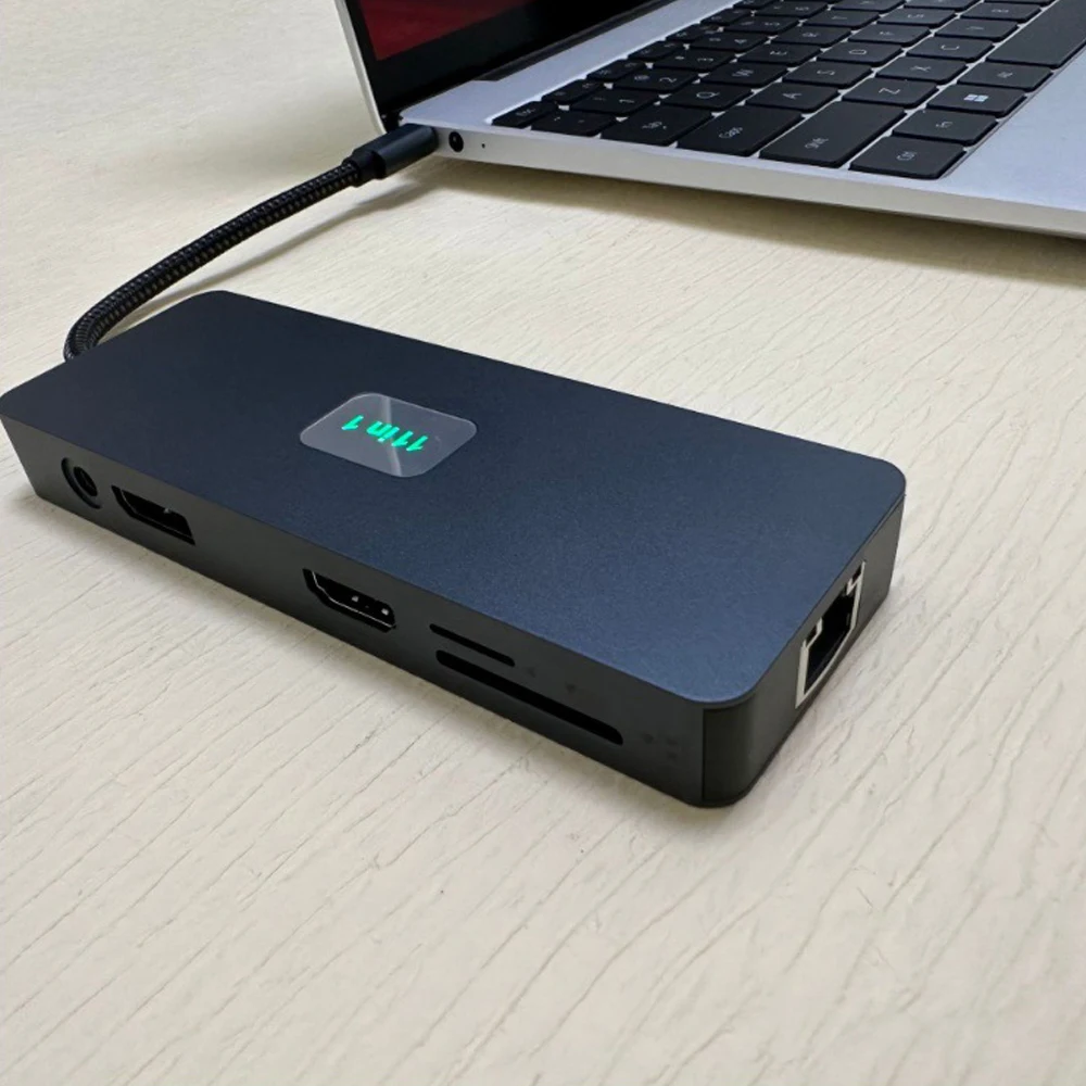 Tebe 11 in 1 MST USB-C Hub Type-c to HDMI-adapter DP VGA Gigabit Ethernet 10Gbps USB 3.2 3.5mm Aux Docking Station Hub Splitter 6