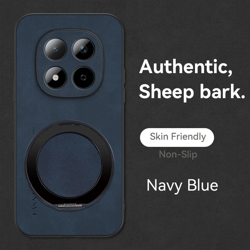 Premium Sheepskin Leather 360° Rotating Phone Holder Case