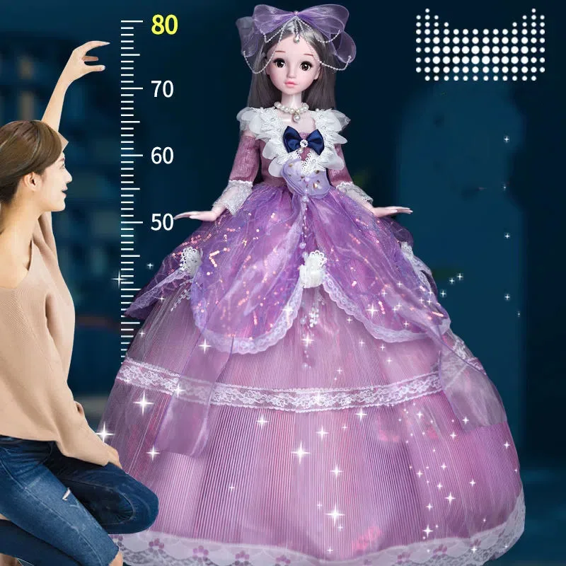 

New 80 Cm Princess Doll 19 Jonits Moving Toys 1/2 Fashion Long Hair 3D Big Eyes Doll For Children Retro Birthday Gift Toys