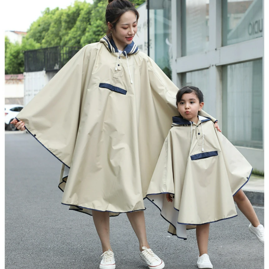 Ikke moderigtigt Lily spids Korean Style Parent Child Rain Poncho With Bag Waterproof Raincoat For Kids  Girls Students Raincoat With Space For Schoolbag - AliExpress