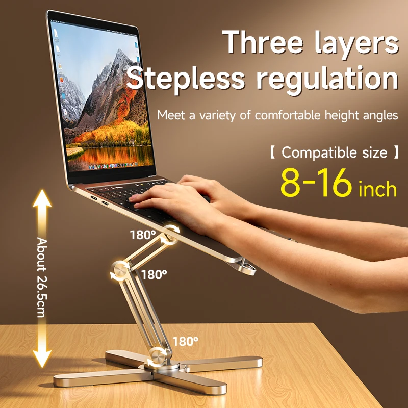 Dobrável Laptop Stand 360 ° Rotação Notebook Tabela Liga de Alumínio Titular Portátil Livro Tablet Bracket com Dissipação de Calor - Imagem 3