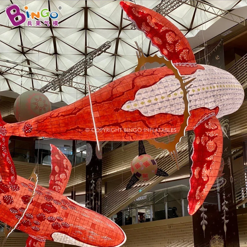 

Free Shipping 5 Meters Length Giant Hanging Inflatable Red Humpback Whale Balloon For Summer Ocean Event Decoration - BG-O0183