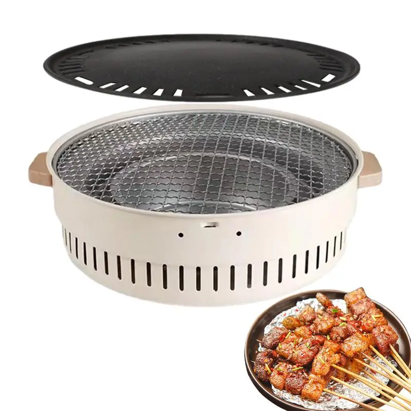 

Small BBQ Grill Stainless Steel Korean Charcoal Barbecue Grill Round Non Stick Barbecue Grills Camping Wood Stove For Picnic