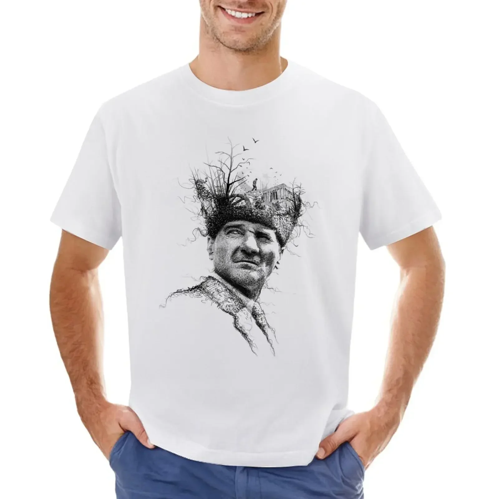 

Ataturk collage T-shirt Blouse quick drying mens t shirts pack