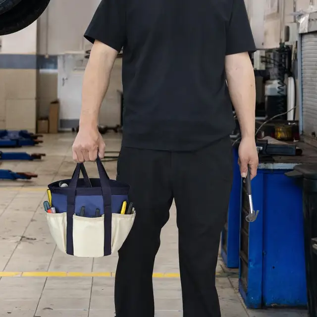 Kerti Szerszámtáska Fogantyú Vödör 6 Zseb Kerek Mély Vastag Lélegző Hely Megtakarítás Oxford Ruhával Megerősített Caddy Farm Kellékek - Image 4