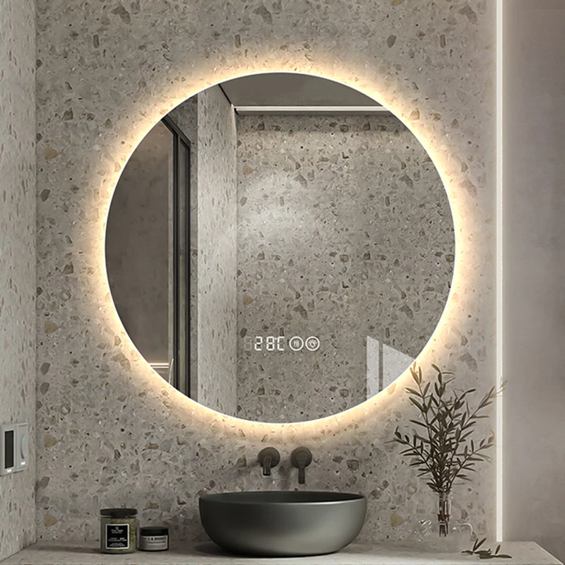 

Round No Fog Bathroom Mirror Led Light And Bluetooth Smart Aesthetic Bathroom Mirror Unbreakable Custom Espejo Indoor Supplies