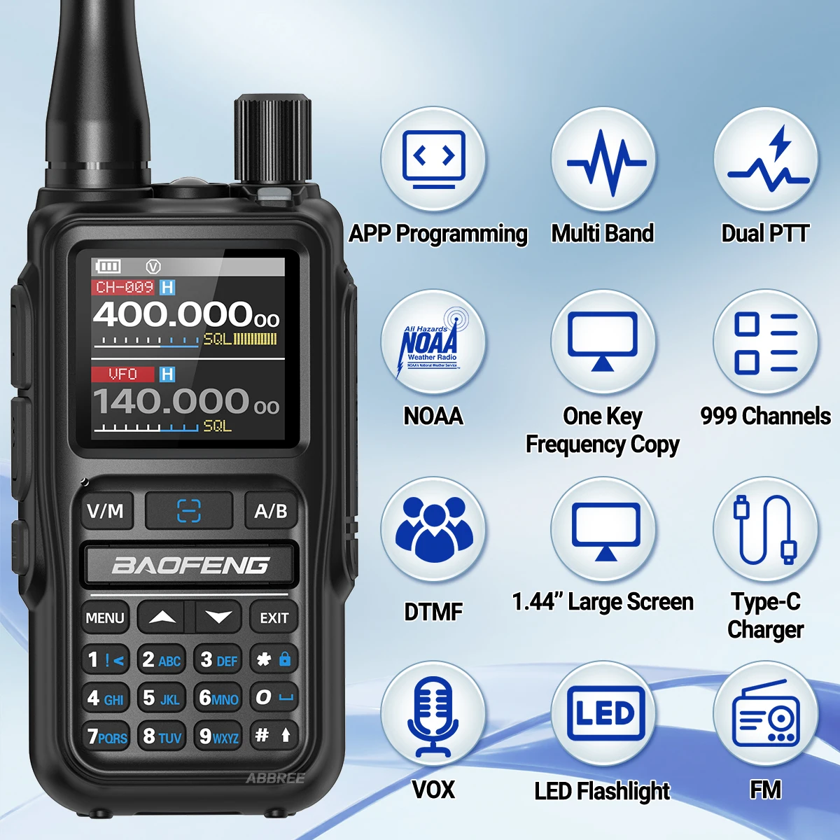 Walkie Talkie Baofeng 5R MINI APP Programming Multi Band Wireless One Key Copy Frequency Outdoor Hiking Type-C Ham Radio