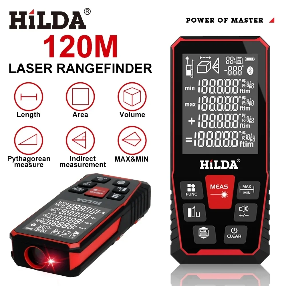 Laser Rangefinder HILDA 50M/100M/120M Professional Measuring Instrument Testing Tool