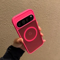 Slim Matte Translucent MagSafe Case with Magnetic Wireless Charging Cover - Google Pixel 10 (HotPink)