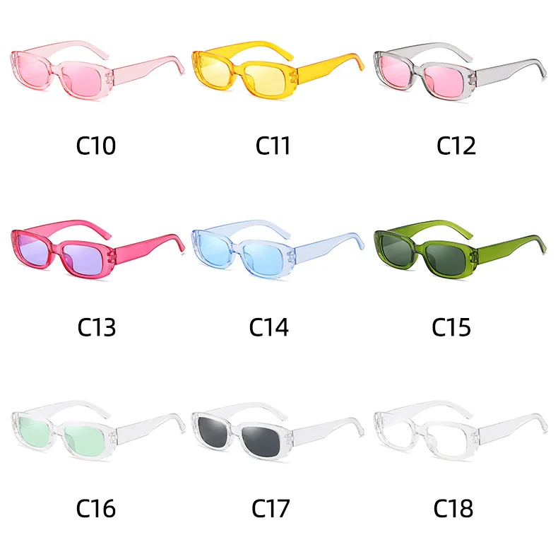 2023 Small Rectangle Frame Sunglasses Jelly Color UV400 Protection Sun Glasses Goggles Summer Beach Street Eyewear for_voghion.com