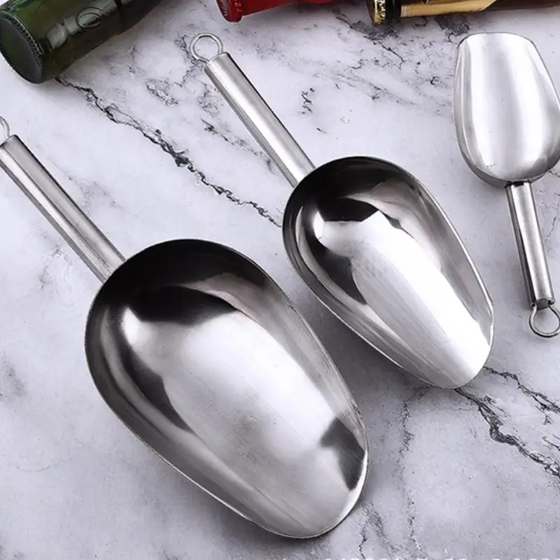547F Stainless Steel Shovel Thickened Ice Scooper Grains Spices Candy Flour Nut Measuring Spoon Practical Kitchen Accessories