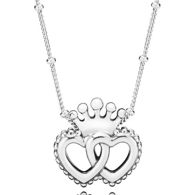 Women's Pandora Interlocked Crown Hearts Necklace Jewelry-Online Jewelry  Style