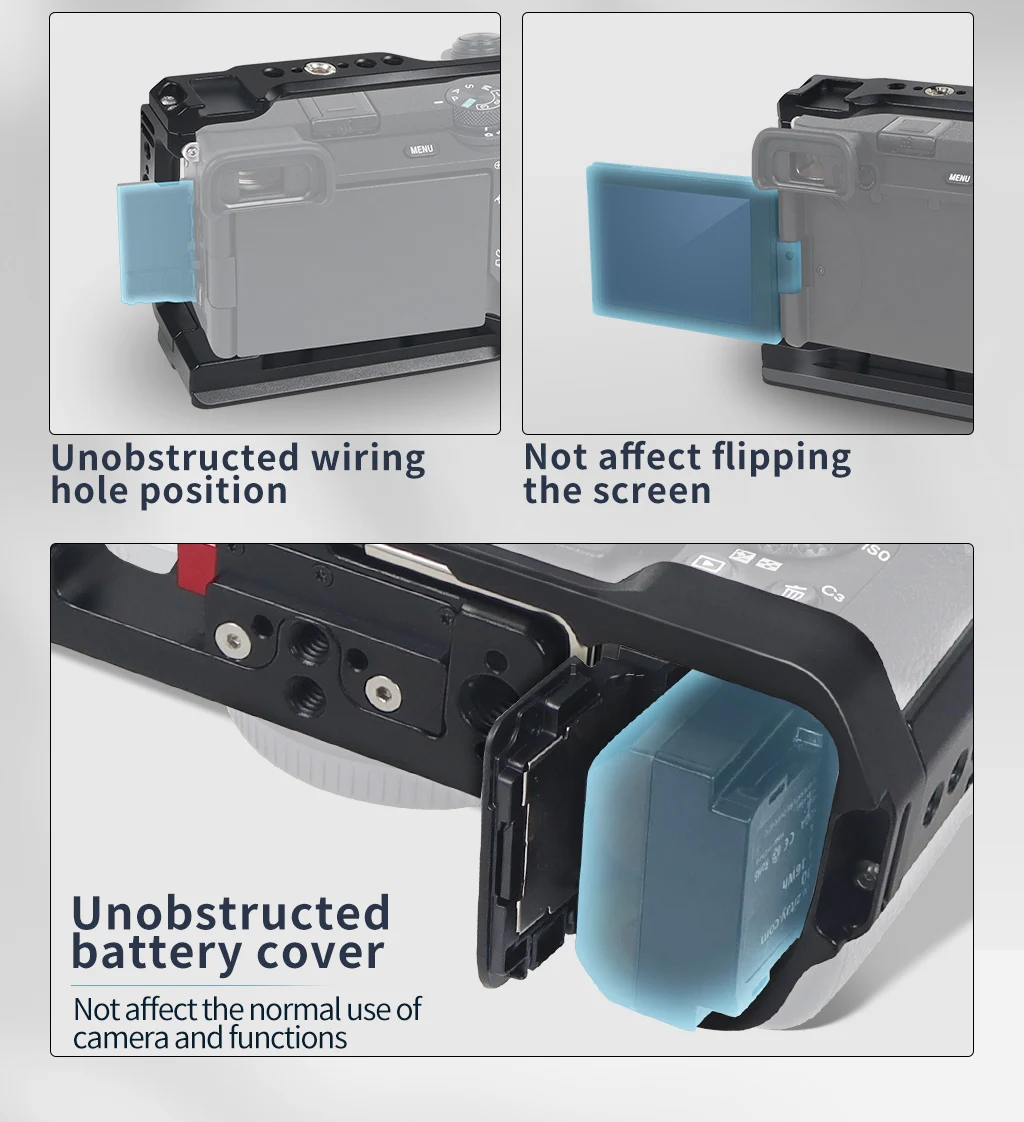 Kamerakäfig aus Aluminiumlegierung, Video-Rig, oberer Griff, Kit mit Kaltschuhhalterung für Sony A6700 DSLR-Kamera für Mikrofon, Blitzlicht – Detail 7
