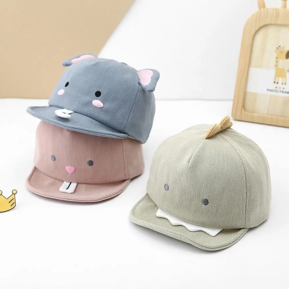 Sunshade Cute Animal Baby Baseball Hat Soft Brim Adjustable Cartoon Infant Peaked Cap Comfortable Solid Color Sun Hats Boys