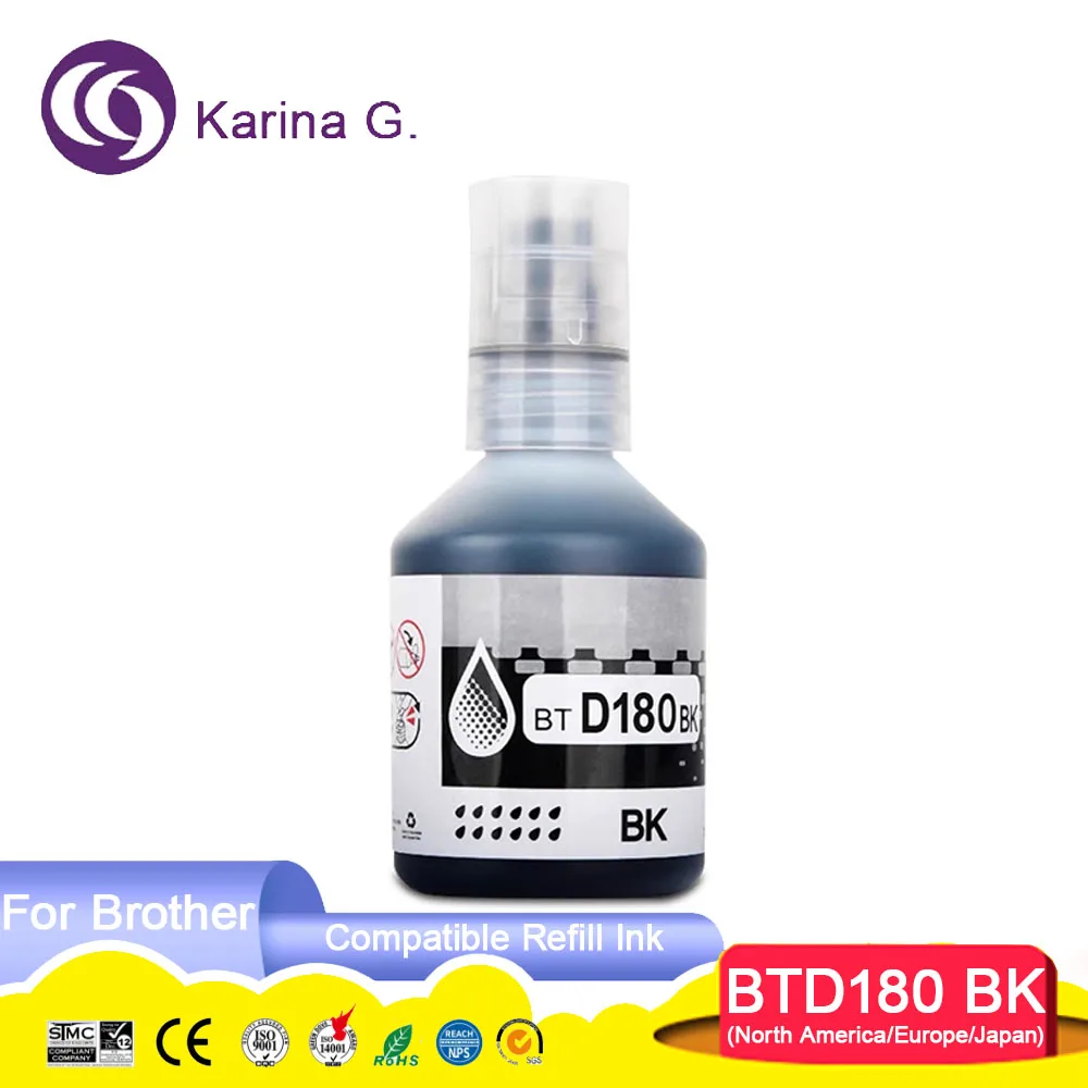 BTD180 BTD-180 Compatible Bottle Water Based Refill Tintas Ink for Brother DCP-T