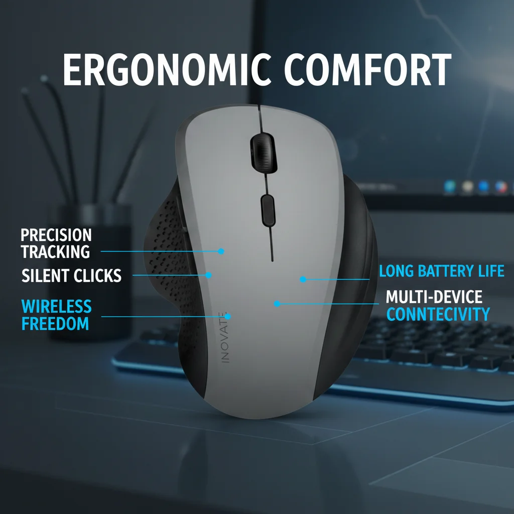 블루투스 무선 마우스, 2.4G 듀얼 모드 인체공학적 디자인 마우스, 6버튼, 노트북 PC 사무용 컴퓨터용 1600DPI 충전식 마우스