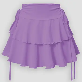 2025 New Women's A-line MiNi Half length Skirt Fashionable Elegant Versatile Sexy Ruffle Edge Fake Drawstring Ultra Short Skirt 1